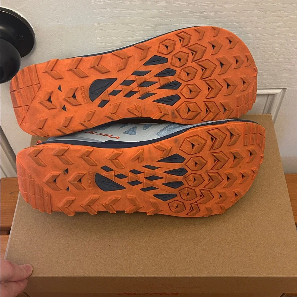 Women’s Altra W Lone Peak 7 Running Sneaker w/box Size 7.5 - Light Blue/Orange - Picture 8 of 9